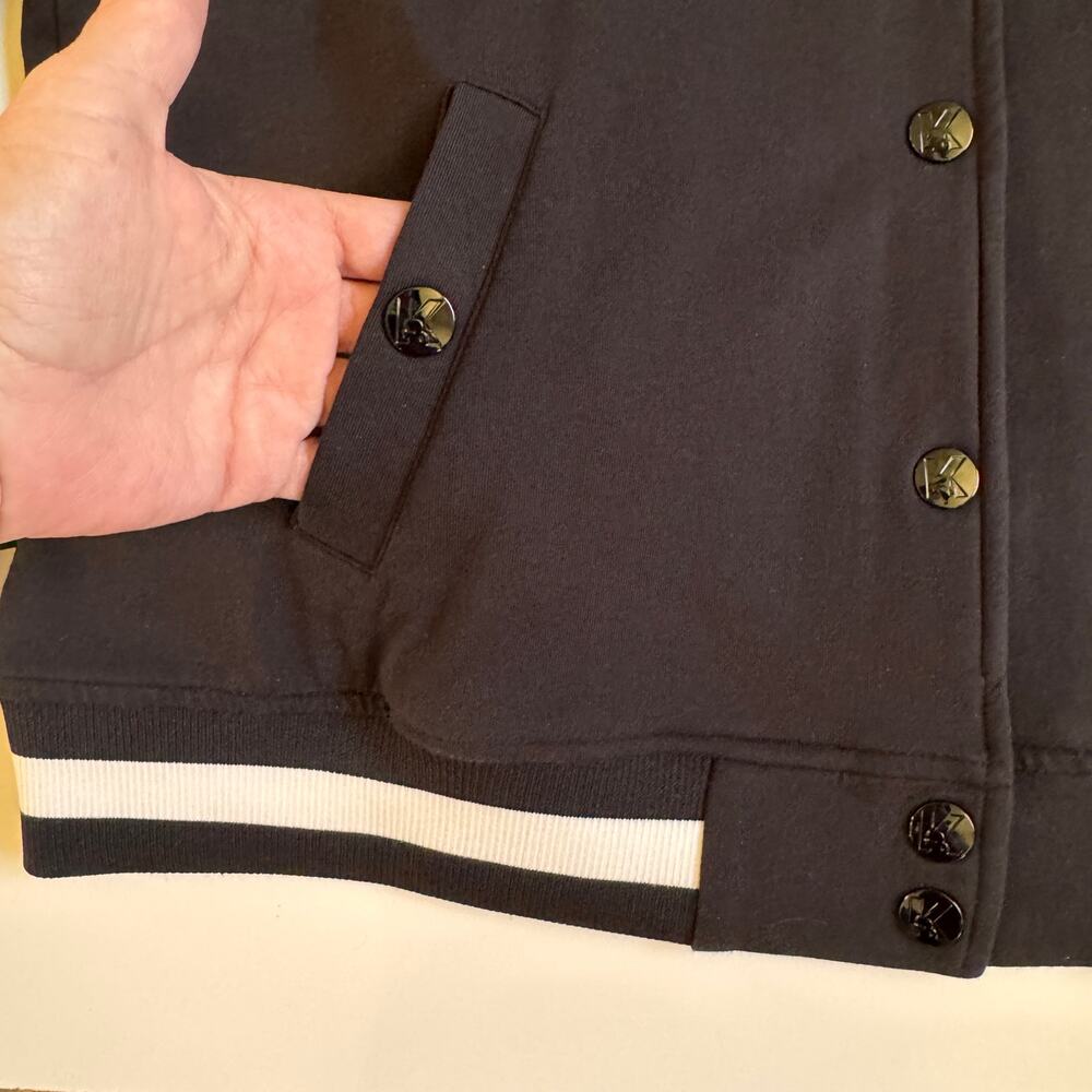 Karl Lagerfeld Varsity Jacket Paris Embroidered Patch Snap Front Size Large - Picture 4 of 10